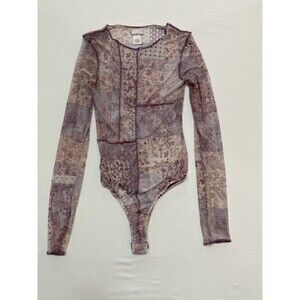 Rue21 Patchwork Mesh Long Sleeve Bodysuit | Size S